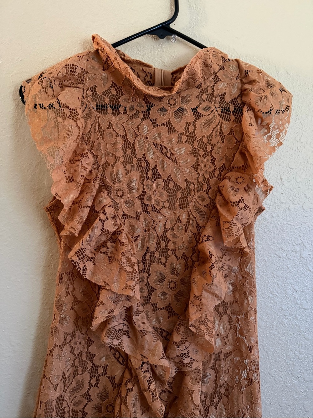 Brown Lace Ruffle Dress